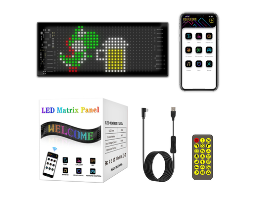 유연한 LED 표지판 16*32 앱 제어 프로그래밍 가능한 메시지 스크롤 디스플레이 유연한 자동차 LED 패널