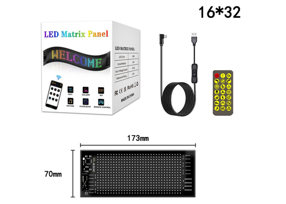 유연한 LED 표지판 16*32 앱 제어 프로그래밍 가능한 메시지 스크롤 디스플레이 유연한 자동차 LED 패널