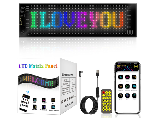 앱 제어 LED 표지판 20*64 유연 USB 프로그래밍 사용자 지정 스크롤 메시지 자동차 표지판 디지털 디스플레이