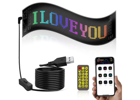 앱 제어 LED 표지판 20*64 유연 USB 프로그래밍 사용자 지정 스크롤 메시지 자동차 표지판 디지털 디스플레이