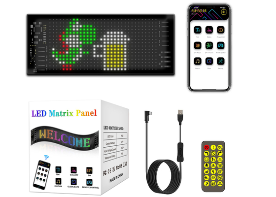 프로그래밍 가능한 DIY 스크롤 텍스트 5V USB 무선 제어 RGB 유연 LED 자동차 표지판 광고용