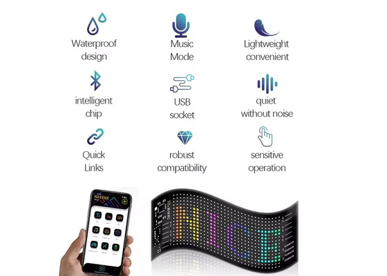 APP 제어 유연 LED 화면 스크롤 사용자 지정 메시지 텍스트 표지판 LED 디스플레이 자동차용 디지털