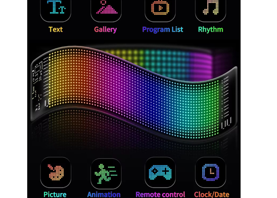 픽셀 RGB LED 유연 디스플레이 앱 블루투스 자동차 광고 화면 자동차 Ip65 방수 소프트 디지털 디스플레이 화면