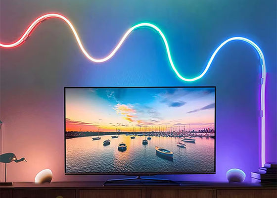 5M 풀 컬러 RGB LED 네온 유연성 실리콘 앰비언트 라이트 스트립 스마트 DIY 디지털 러닝 스트립 라이트 세트 TUYA APP