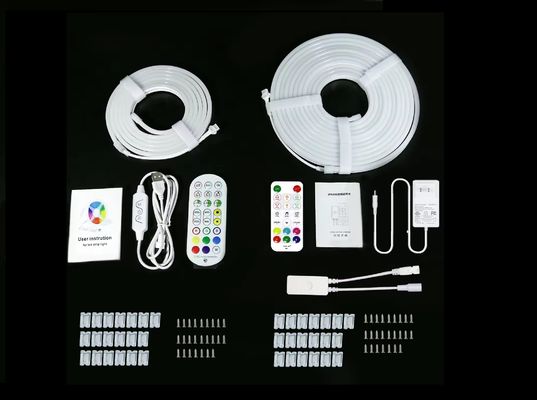 5M 풀 컬러 RGB LED 네온 유연성 실리콘 앰비언트 라이트 스트립 스마트 DIY 디지털 러닝 스트립 라이트 세트 TUYA APP