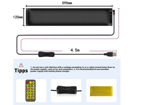 스마트 자동차 스티커 120x595mm RGB 다이내믹 LED 트럭 악마 눈 빛 야외 스마트 디스플레이 IP65 등급