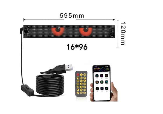 5VDC USB/2A 37x8.5cm LED 매트릭스 디스플레이 자동차 패널 유연한 픽셀 프로그래밍 가능한 스크롤 광고 DIY 애니메이션 텍스트