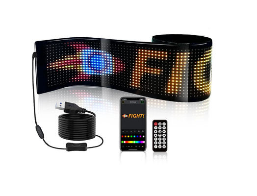 5VDC USB/2A 37x8.5cm LED 매트릭스 디스플레이 자동차 패널 유연한 픽셀 프로그래밍 가능한 스크롤 광고 DIY 애니메이션 텍스트