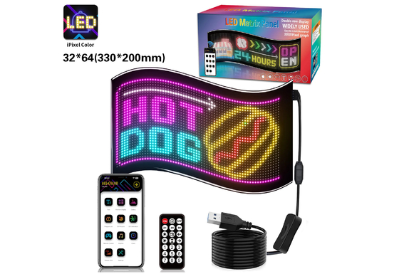 32*64 자동차 트럭 LED 매트릭스 픽셀 패널 다이 RGB 앱+리모트 컨트롤 프로그래밍 가능한 악마 눈 표시등