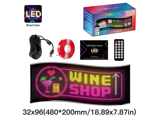 32*96 이중 줄 LED 광고 표지판 자동차 패널 유연 픽셀 프로그래밍 스클롤 DIY 텍스트 행렬 패널