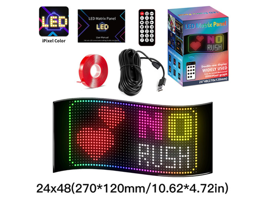 24*48 LED 유연 조명 디스플레이 APP 제어 자동차 광고 화면 Ip65 풀 컬러 고화질 자동차 디스플레이