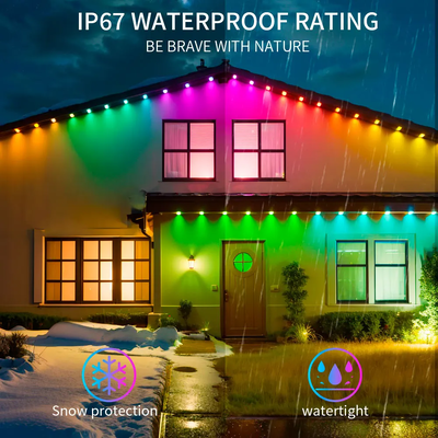 픽셀 라이트 크리스마스 컬러풀 하우스 장식 2024 RGB 프로그래밍 가능 LED 모양 IP65 방수 홀리데이 조명