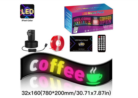 32*160 완전 컬러 이중 줄 스크롤 LED 조명 표지판 자동차용 LED 광고 표지판 창 표시